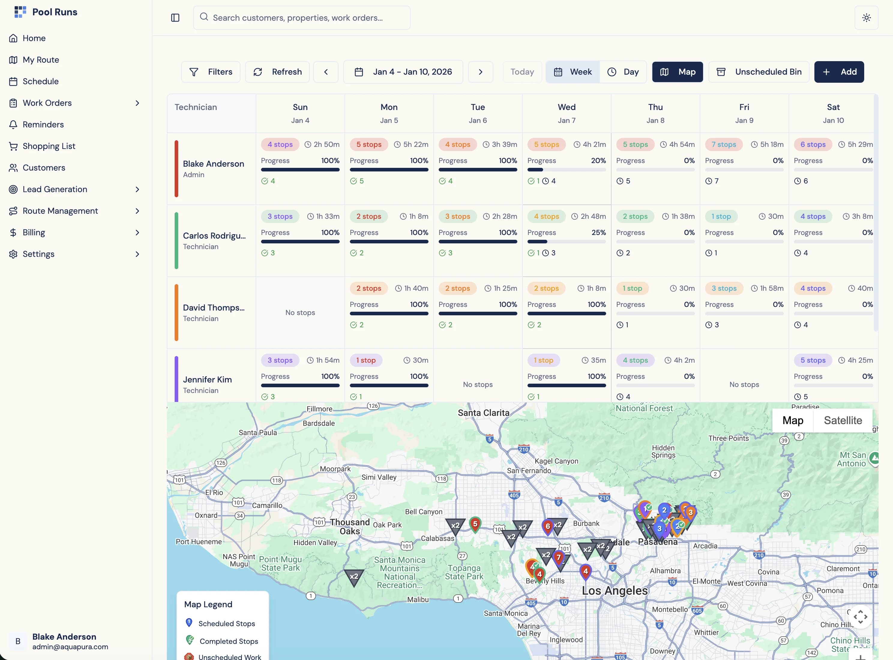 Pool Runs Web Dashboard - Scheduling View